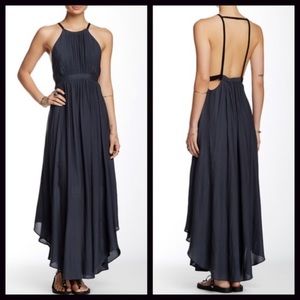 Free People open back maxi dress in charcoal